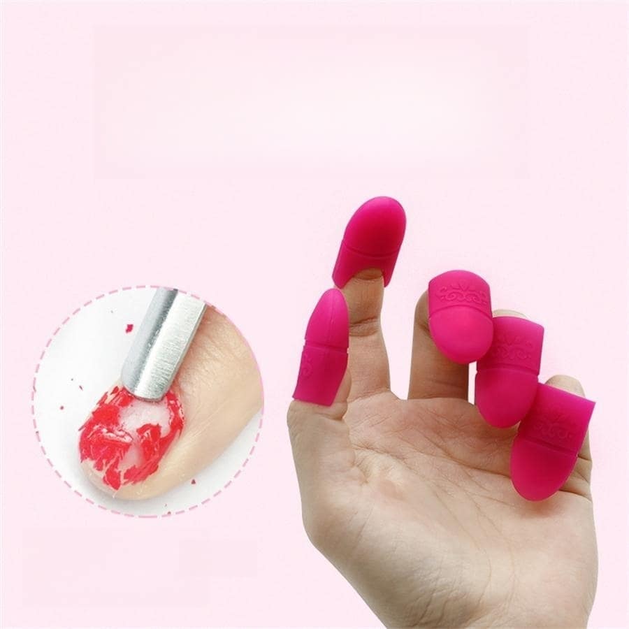 5pcs Reusable Silicone Nail Soaker And Remover Cap With Finger Cover - Multicolor - View 1