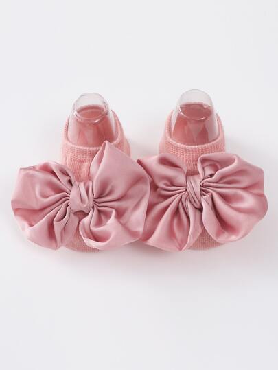 1pair Baby Socks, Princess Style Anti-slip Floor, Boat Socks With Bowknot, Suitable For Learning To Walk