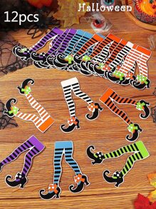 12入組萬聖節派對腿形紙質蛋糕裝飾組,靴子杯子蛋糕挑插,萬聖節蛋糕裝飾用品,在杯子蛋糕上裝飾,萬聖節派對蛋糕帽子標誌,萬聖節主題生日派對用品