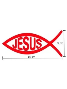 Calcomania Sticker Auto Moto Jesus Pez Universal Vmingo Mexico - Rojo - Ver 3