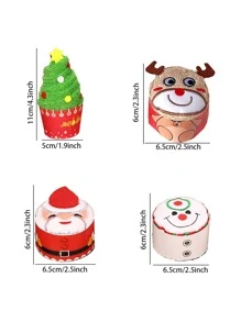 2pcs/Pack Christmas Mini Towel Gift Set, 1pc Christmas Tree, Snowman, Reindeer Shape Small Present, Cute Santa Claus, Snowman Embroidery Hand Towel, Suitable For Kids Christmas Gift,Christmas - Christmas Tree - View 4