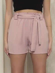 Women Shorts - 藕粉色 - 查看 1