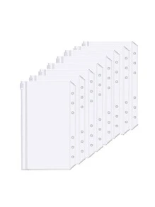 8pcs/Set A6/A7 PVC Transparent 6-Hole Zipper Bag, Or 2 Sets Of A6 Transparent 6-Hole Zipper Bag,Back To School,School Supplies - Clear - View 1