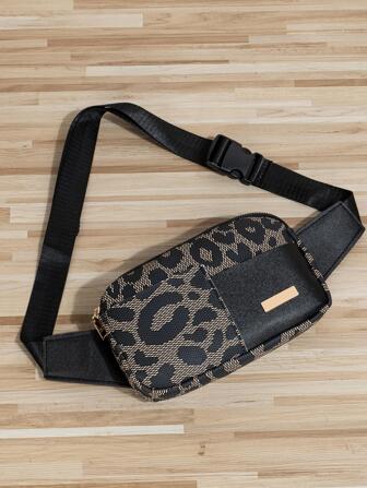 1 riñonera con correa tejida con estampado de lunares a la moda negra/riñonera para uso diario
