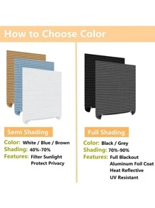 1pc Solid Color Cordless Pleated Fabric Shade Temporary Blinds Suitable For Living Room, Office, Bedroom, Kitchen, Bathroom Gifts Birthday Graduation