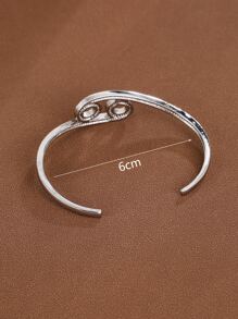 1pc Copper Material Encrusted Bracelet In Korean-japanese Style - Silver - View 3