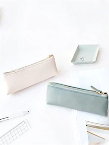 1pc Solid Color Candy Colored Pencil Case, Minimalist And Fresh Student Storage Bag - Army Green - View 5