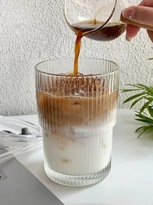 1pc 400ml/600ml Korean Style Round Glass Water Cup, Minimalist & Beautiful With Lid, Transparent Flat Bottom Heated Cup, Home & Coffee Use