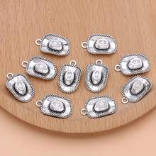 10pcs Antique Silvery Plated Cowboy Hat Charms - Perfect for Jewelry Making, Bracelets, Necklaces, Earrings, Keychains & More