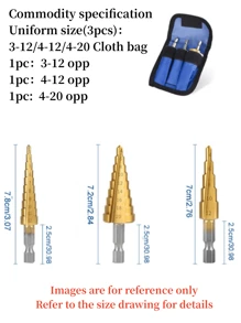 1 Peça 3-12/4-12/4-20Mm Broca Hexagonal Da Etapa Da Pata Ajustada Com Malote, Broca Do Pagode, Abridor De Furo, Furo De Ampliação Da Broca Elétrica