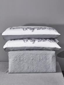 3pcs Pink Flower Embossed Quilted Bedspread Set, 1pc Bedspread And 2pcs Pillow Case, Pillow Core Not Include, Modern Minimalist Style Fabric Bedspread, For Bedroom - Xám - Xem 5