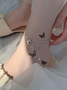 （2 件/套）蝴蝶印花防水持久临时纹身贴纸，适合男士、女士和儿童 - 黑色 - 查看 5