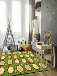 Colorful Classroom Rug With Large Tree Stumps, Slip Resistant Backing, For Elementary School Classroom Seating Areas - 100*160 - View 2