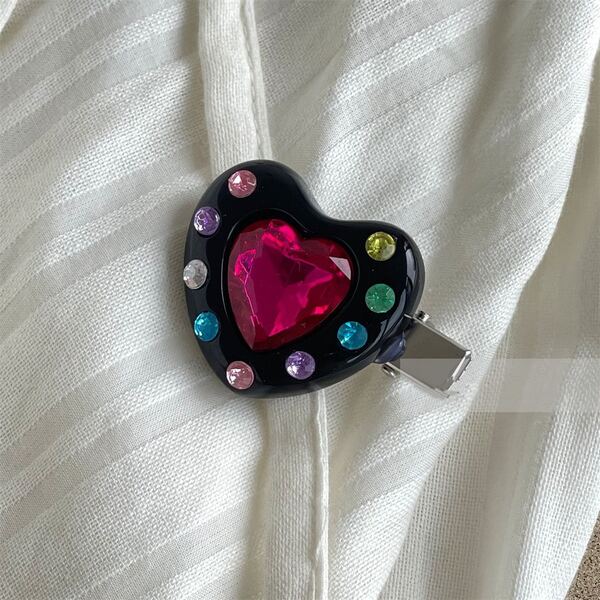 1pc Women's Colorful Rhinestone Heart Shaped Y2k Fashion Hair Clip