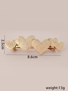1pc Women Hair Accessory Metal Heart Shaped Spring Clip For Ponytail In Simple And Versatile Style Casual Valentine's Day Valentines