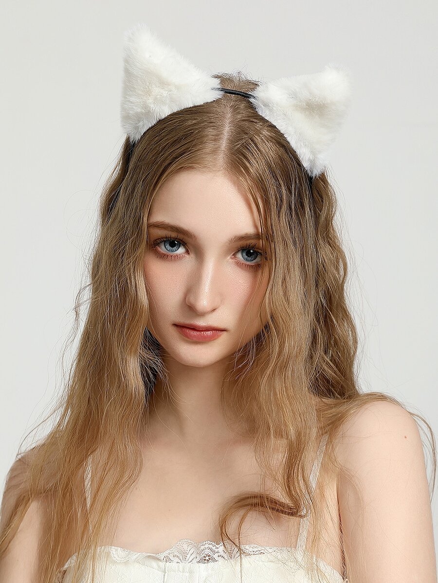 1入讓人可愛的貓耳設計cosplay派對性感女性髮箍 - 黑與白 - 查看 1