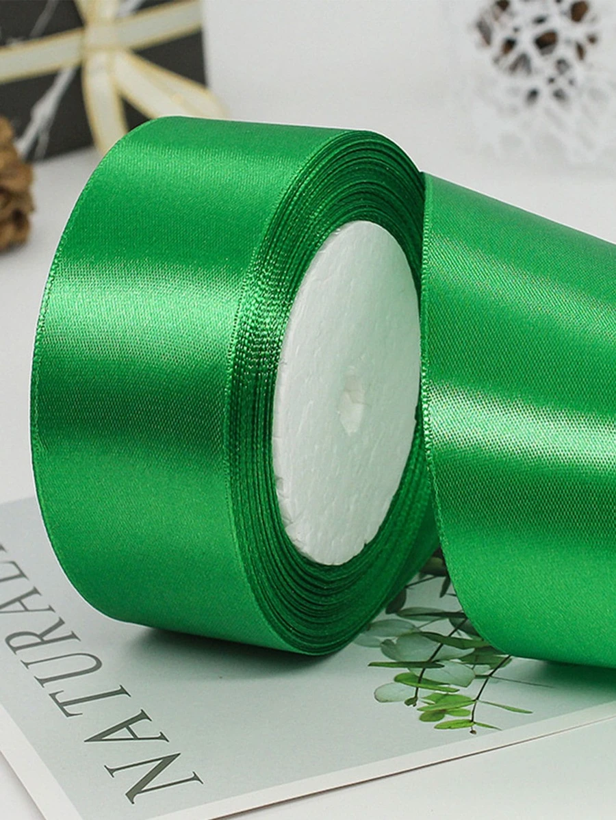 1 Cuộn Ruy Băng Satin Rộng 0,6cm/4cm Dùng Làm Phụ Kiện Tóc Nơ Tự Làm, Làm Bánh & Đóng Gói, Ngày Lễ Tình Nhân Trở Lại Trường - màu xanh lá - Xem 1