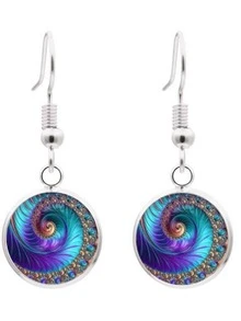 1set Peacock Feather Design Round Earrings Bracelet Necklace Jewelry Set For Women - Silver - View 5