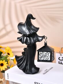 1 件带灯笼的树脂小雕像，带点亮的灯笼，万圣节装饰，以地狱侍从为特色的最佳礼物