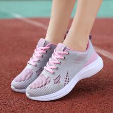 Femme Chaussures De Sport Été Nouveau Maille Respirante Léger Absorption Des Chocs Anti-Dérapant Chaussures De Course Pour Femme - Rose bonbon - Voir 5