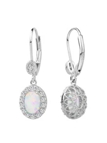 1雙奢華澳大利亞的氧化鋯925純銀耳環適用於女性日常穿著