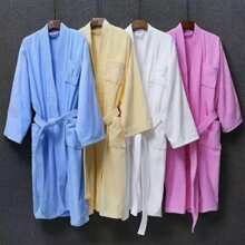 1pc Terry Velour Plain Collar Robe, Bathrobe, Loungewear, Home Wear, Soft, Absorbent, For Bathroom, Bedroom, Swimming Pool Back To School - White - View 5