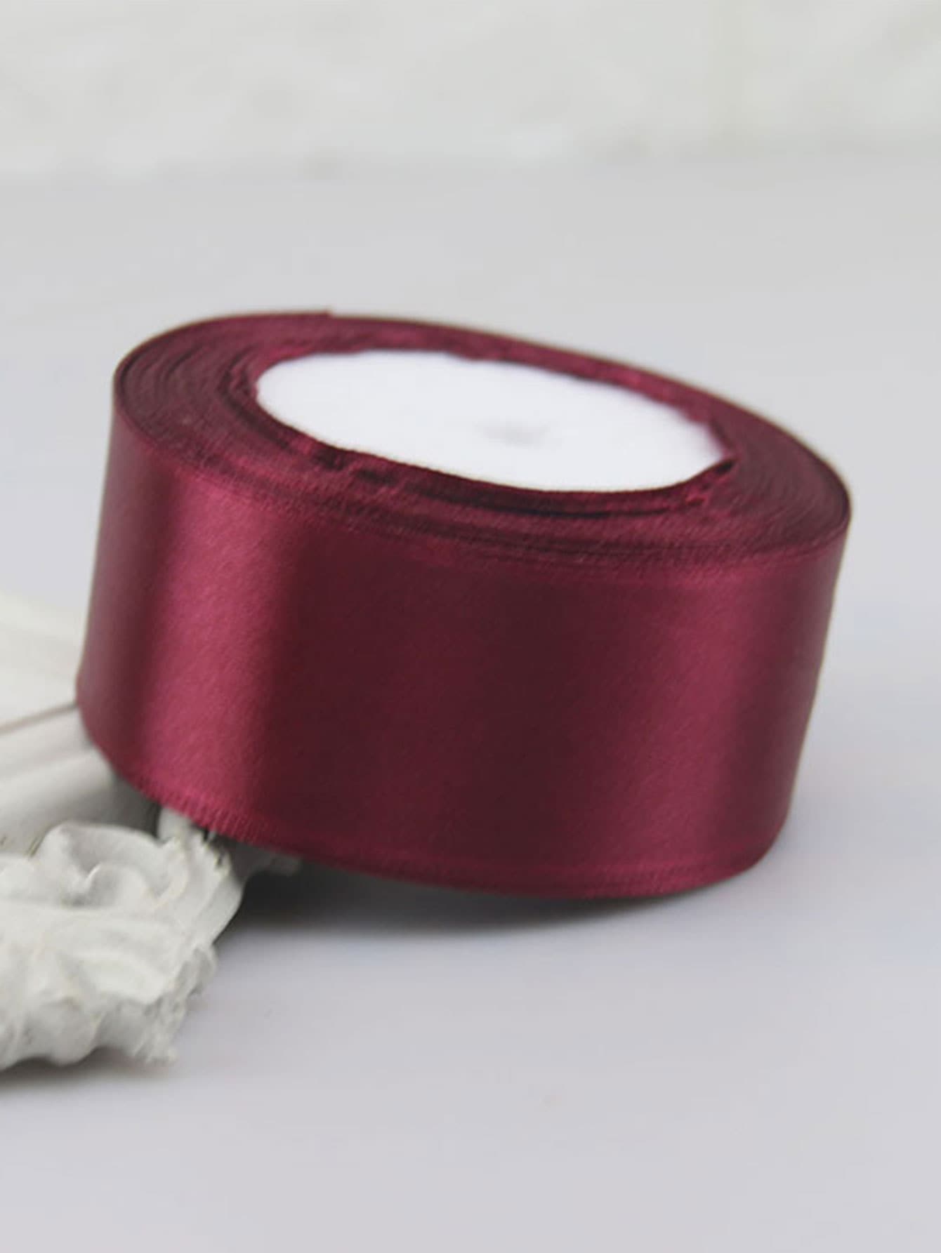 1 卷 4 厘米宽缎带，带蝴蝶结，可用于发饰、蛋糕装饰、烘焙和绑扎，以及返校情人节 - 酒紅色 - 查看 1