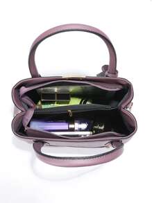 防水時尚時尚手提包附配件，大容量手提包，單肩包，復古手提包，簡約，經典皮革大包女式，女士，情侶旅行，工作和辦公室，週末和假期 - 紫色 - 查看 7