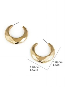 1對高階簡約c型金屬質感耳環,全新歐美跨界設計飾品 - 金色 - 查看 6