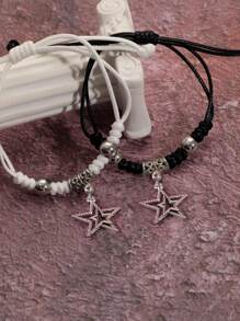 2 Miếng Gô-tích Vintage Phong cách Rock Mặt dây chuyền ngôi sao Không giới tính Bộ vòng đeo tay Đối với Mặc hàng ngày - Bạc - Xem 6