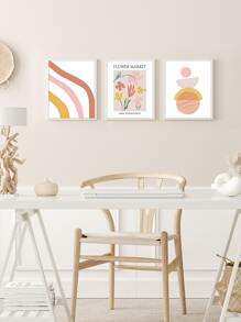 6 Pieces Boho Wall Art Abstract Lines Canvas Poster Coral Flowers Print Pictures Face Butterfly Wall Paintings Rainbow Art Prints Nordic Wall Posters Living Room Decoration No Frame