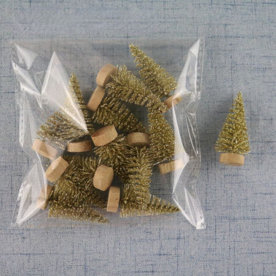12 Mini Cây thông noel Sisal Lụa Tuyết tùng - Trang trí Nhỏ bé Cây thông noel - Vàng S Xanh Màu xanh lá Trắng Mini Cây Cửa sổ DIY Vật trang trí Giáng sinh Bàn Đồ trang trí Năm mới Qủa tặng Nhà  Trang trí - Vàng - Xem 1