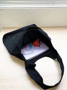 Túi đeo vai trước in họa tiết hoa đơn giản, họa tiết thường ngày, túi kết hợp di động, túi mua sắm nhẹ có túi nhỏ, túi đi học, dung tích lớn, nhẹ, di động, phù hợp cho nữ sinh trung học, sinh viên đại học, hoàn hảo cho việc trở lại trường, đại học, trung học cơ sở, trung học phổ thông, công việc, kinh doanh, đi làm - màu đen - Xem 5