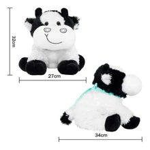 Vaquita De Peluche Grande Blanco Con Negro Infantil Vaca de Peluche Ultra Suave 30 cm - Blanco y Negro - Ver 2