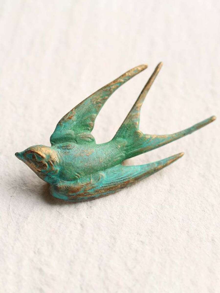 1個復古綠色燕子造型胸針,適用於女性日常裝飾 - 綠色 - 查看 1