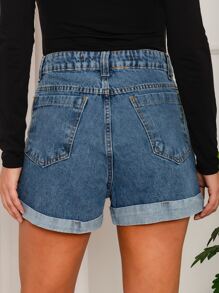 Women Denim Shorts - Light Wash - View 2