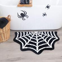 1入組萬聖節主題蜘蛛網圖案防滑&防污地毯,水吸水浴室毯適用於店鋪&浴室 - 黑色 - 查看 3