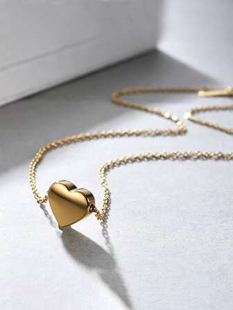 1入組不銹鋼心形吊墜項鍊女式時尚簡約飾品