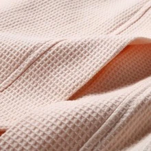 1pc Solid Color Waffle Woven Shawl Collar Bathrobe, Casual Loungewear, Made Of Soft Absorbent , For Bathroom, Bedroom, Pool Back To School