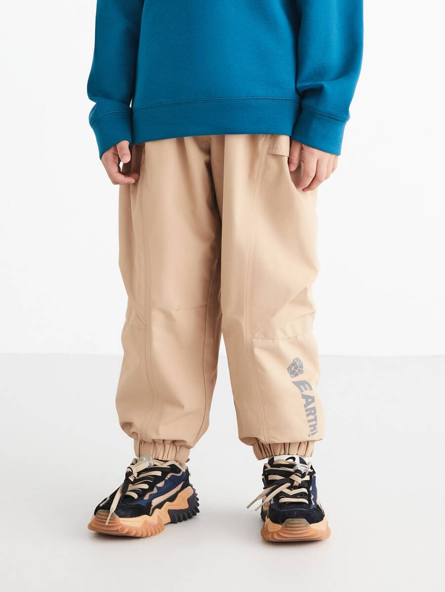 Annil 男童冬季梭织短裤学生毛绒保暖宽松休闲打底裤 - 卡其色 - 查看 1