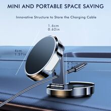 1pc Powerland Black Magnetic Round Folding Bracket, 360°Rotation, Adjustable Angle, Compatible With All Kinds Of Mobile Phones - Black - View 4