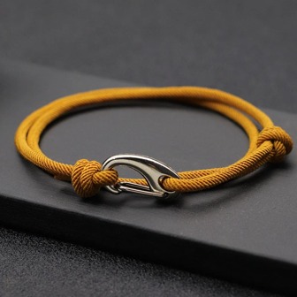diffone Minimalist Style Double-layer Unisex Rope Bracelet With D-shaped Buckle, Adjustable, Suitable For Outdoor Activities, Can Be Used As A Gift For Boyfriends