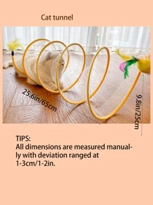1pc Random Color Large S-shaped Plush Cat Tunnel Toy With Foldable Channel And Mouse Toy, Suitable For Small And Medium Sized Cats - Multicolor - View 2