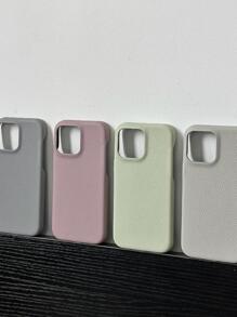 Niche High-End Solid Color Litchi Texture Leather Phone Case Compatible With IPhone 17 Pro Max/16 Pro Max/15 Pro Max, Apple 14 Pro Max, 13/14 Pro, 11, 12 Pro Max, Simple And Fresh Anti-Drop - Light Grey - View 1