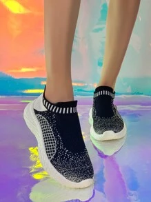 Summer Lightweight & Breathable Popcorn Knit Mesh Slip-on Sock Shoes With Soft Sole For Men And Women, Casual Sports Shoes