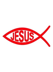 Calcomania Sticker Auto Moto Jesus Pez Universal Vmingo Mexico - Rojo - Ver 2