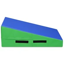 Costway Incline Gymnastics Mat Wedge Ramp Fitness Skill Tumbling Exercise Mat W/ Handles Blue - Blue - View 10