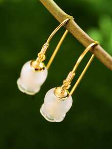 1雙鈴蘭花花懸垂耳環適合女士S925純銀耳墜母親節情人節優雅和魅力四射精細女士們首飾類禮品 - 鈴蘭花 - 查看 6