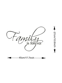 黑色啟發性英文語錄 '家是永遠的' 家用牆貼,客廳和臥室裝飾,自粘牆貼 - 黑色 - 查看 3