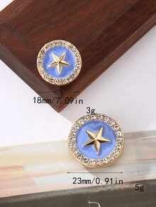 5入組/袋星形圖案藍色金屬紐扣 - 藍色 - 查看 2